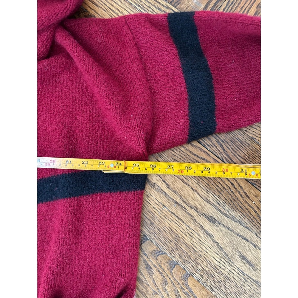 Peruvian Connection XL Red Striped Hood Alpaca Cardigan Blanket Sweater Coat - Picture 7 of 10
